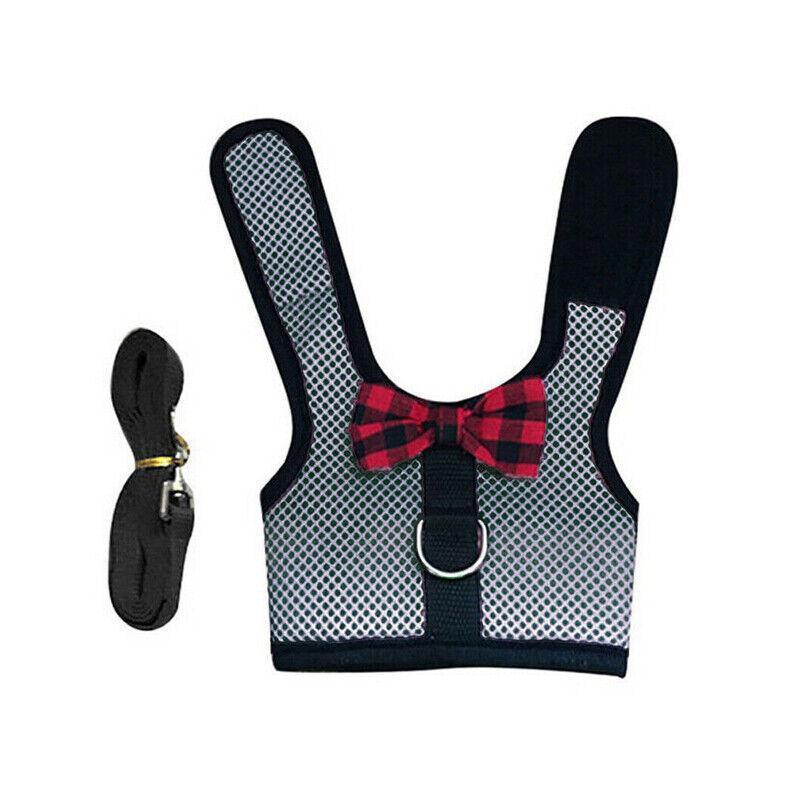 Rabbit Vest Harness Leash Lead Small Animal Pet Mesh Hamster Bunny Traction Rope M - Black 8