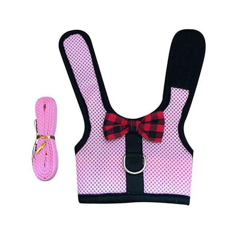 Rabbit Vest Harness Leash Lead Small Animal Pet Mesh Hamster Bunny Traction Rope M - Black 9