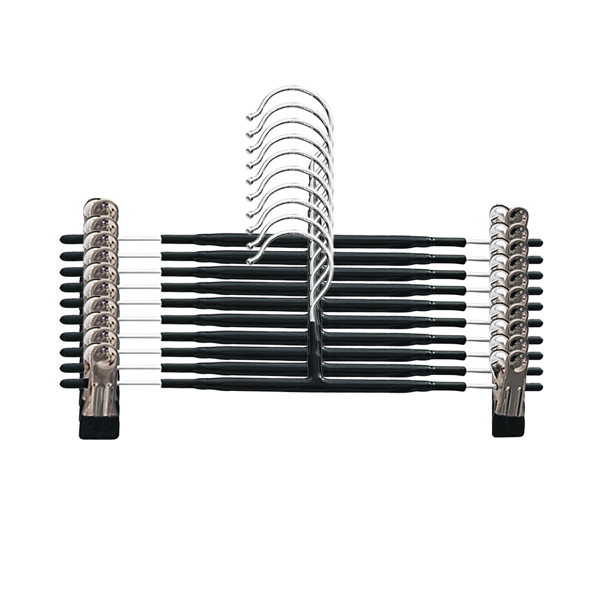 10pcs Home Wardrobe Pant Rack Hanging Trouser Organizer Clothes Hanger - Black 7