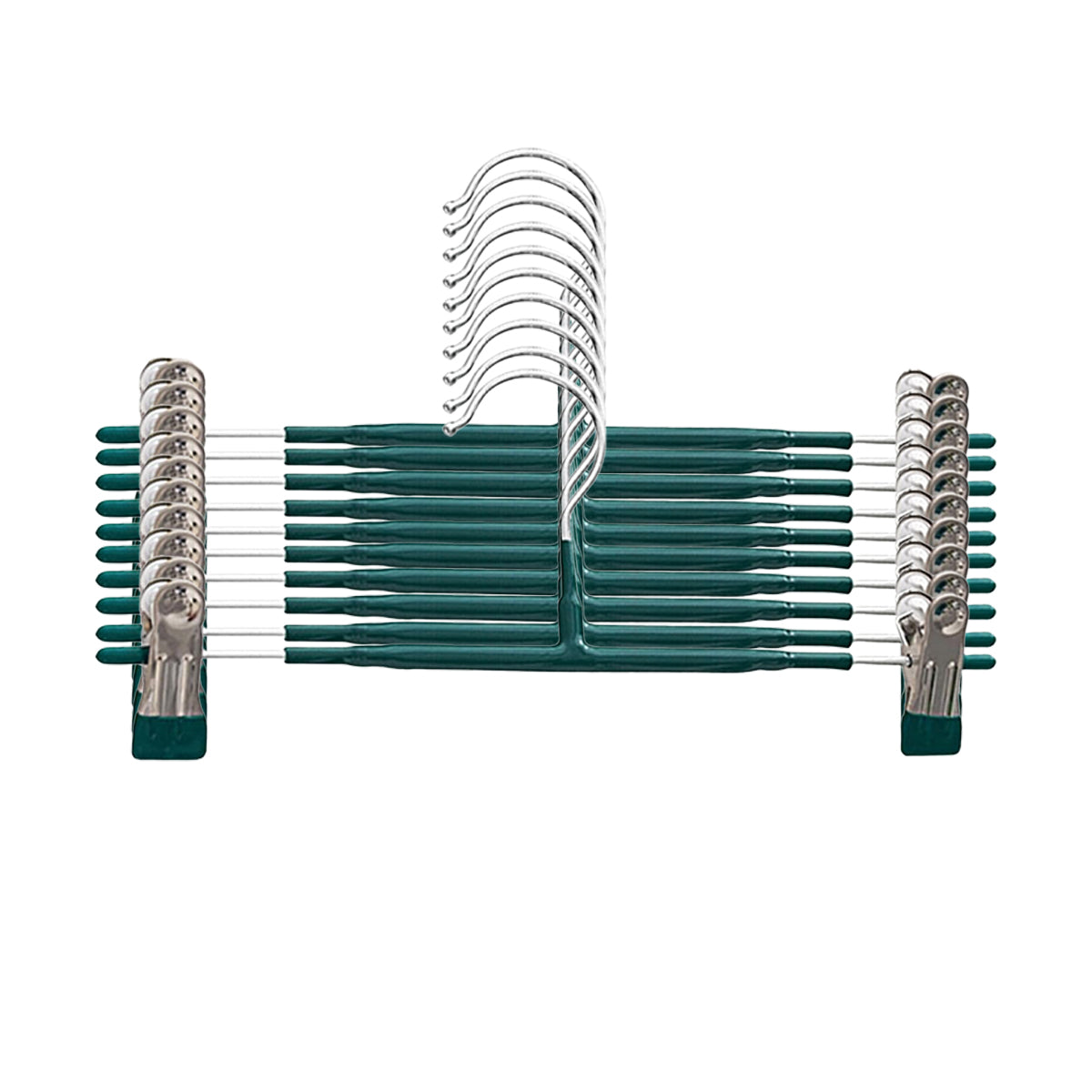 10pcs Home Wardrobe Pant Rack Hanging Trouser Organizer Clothes Hanger - Green 8