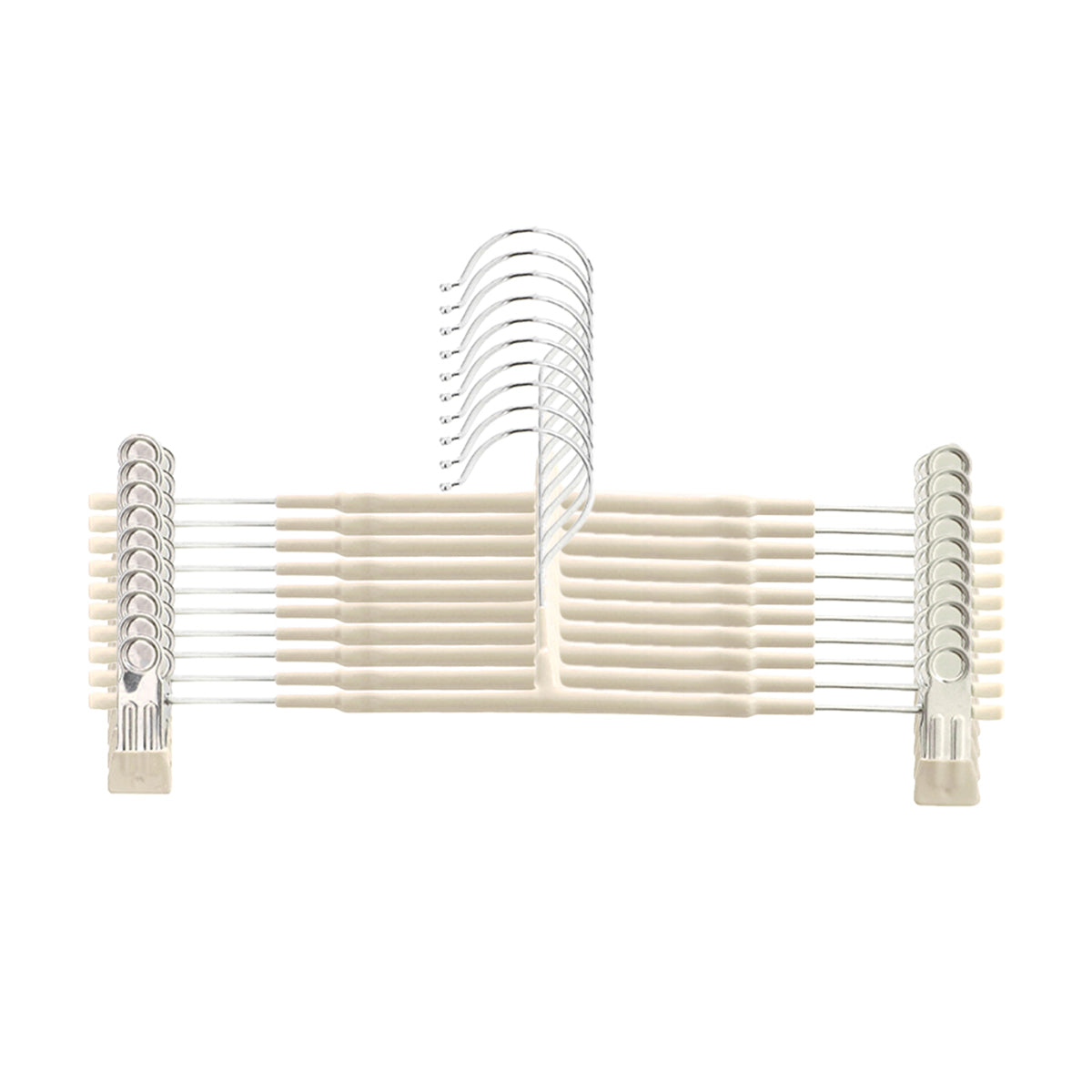 10pcs Home Wardrobe Pant Rack Hanging Trouser Organizer Clothes Hanger - White 6