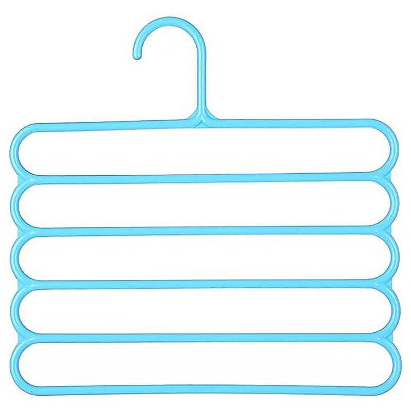 5pcs 5 Tier Trouser Rack Multifunctional Hanging Wardrobe Scarf Tie Hanger Set - Blue 7