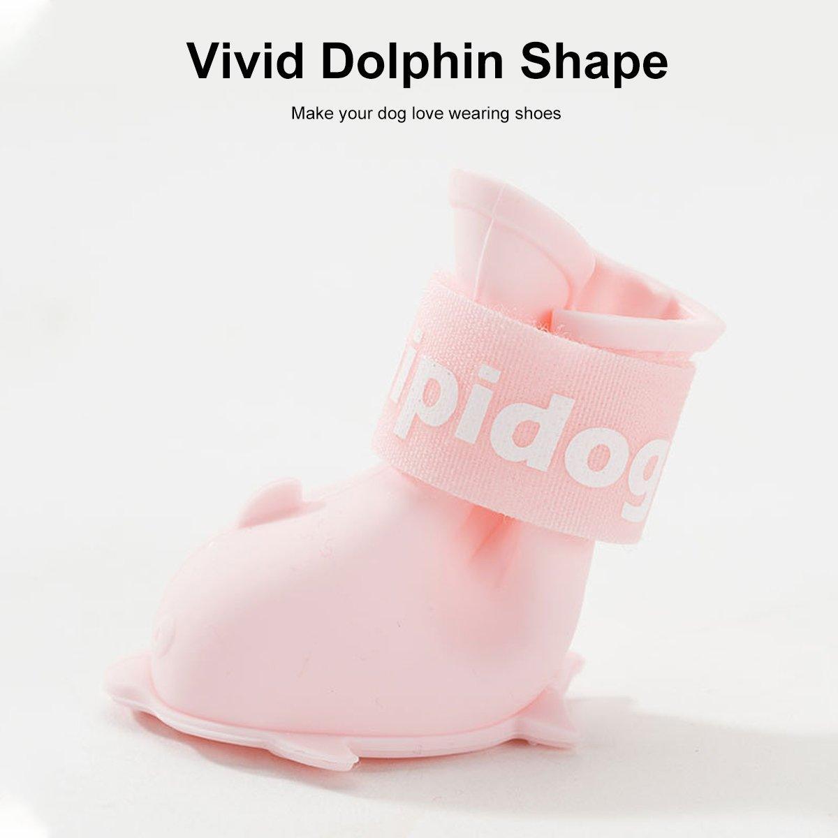 4pcs Cartoon Pet Rain Boots Waterproof Non-Slip Wear-Resistant Shoes for Dogs - Blue - L 4