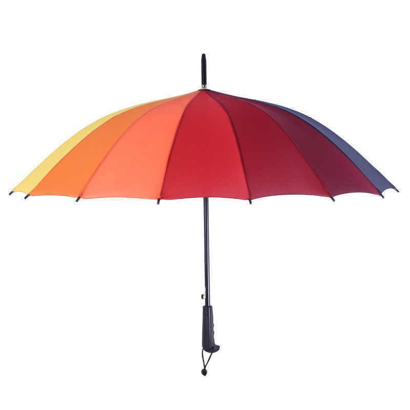 16 Ribs Large Rainbow Umbrella Fashion Straight  Long Handle Anti Uv Sun Rain Au 4