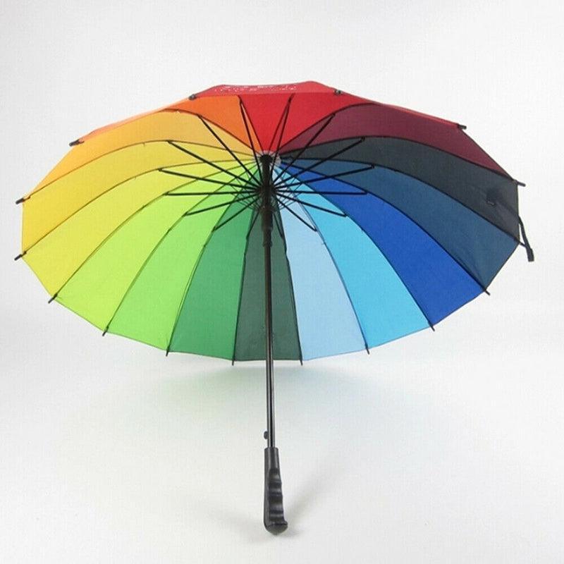 16 Ribs Large Rainbow Umbrella Fashion Straight  Long Handle Anti Uv Sun Rain Au 5