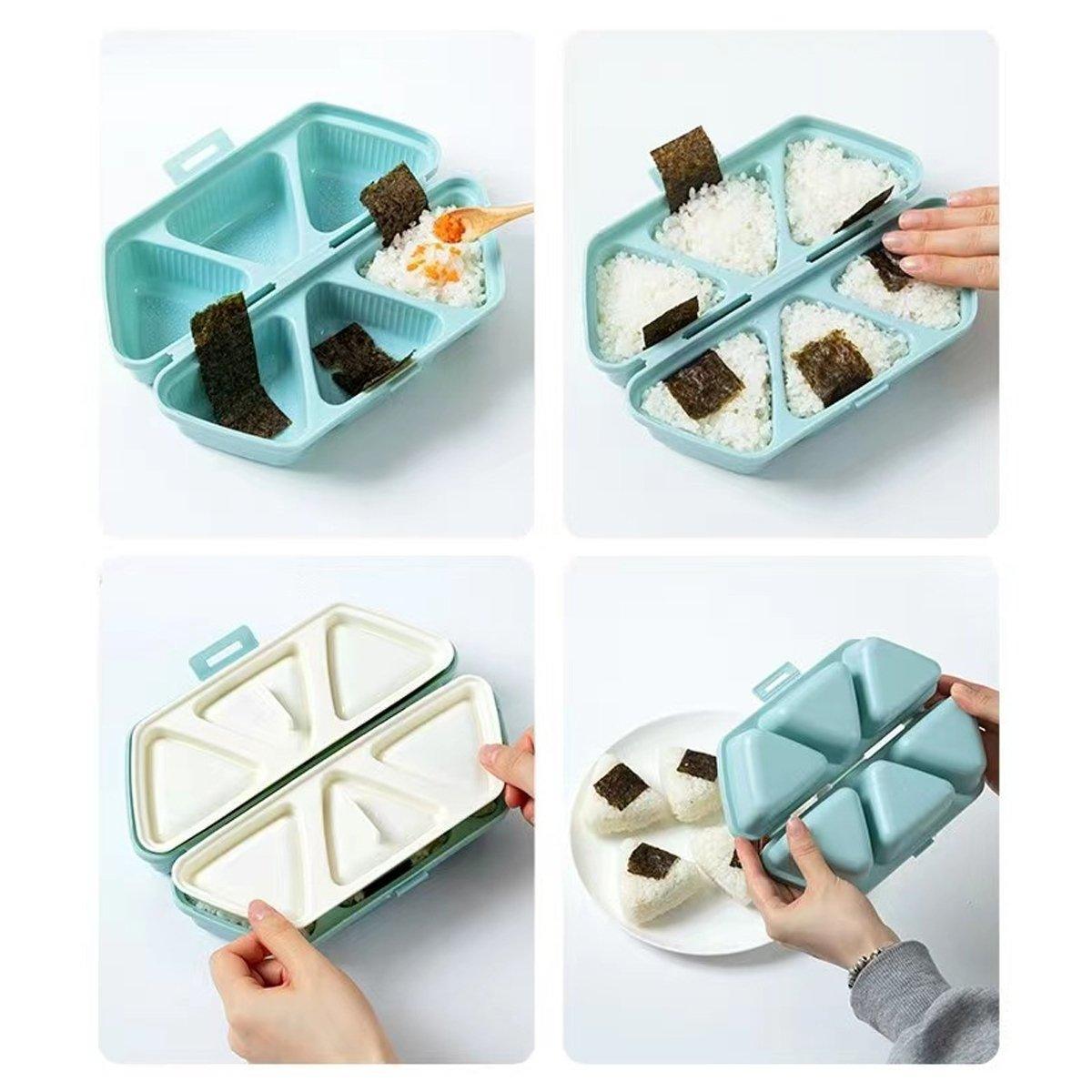 Triangle Onigiri Bento Compartment Lunch Box Portable Food Storage Container 4