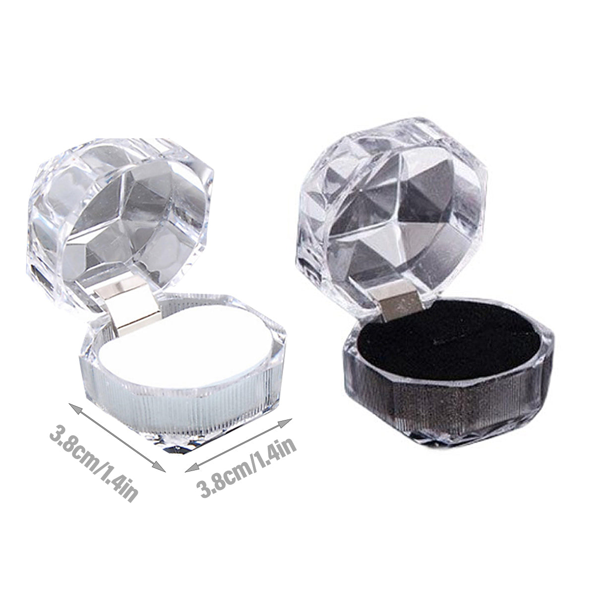 20pcs Acrylic Octagonal Jewelry Ring Earrings Box Transparent Display Cases - White 3
