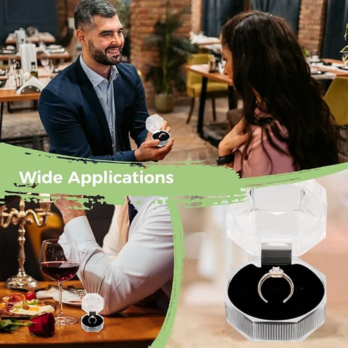 20pcs Acrylic Octagonal Jewelry Ring Earrings Box Transparent Display Cases - White 4