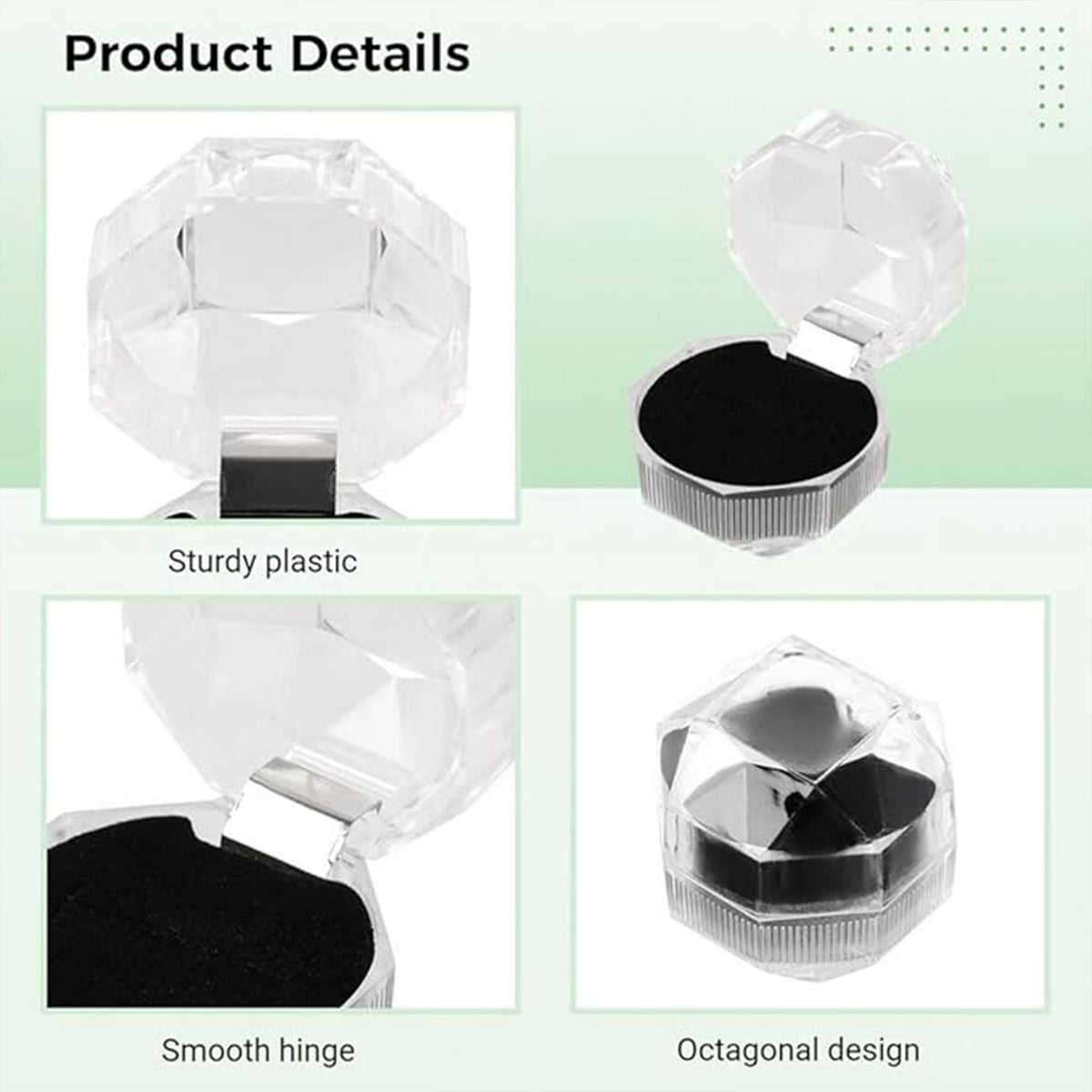 20pcs Acrylic Octagonal Jewelry Ring Earrings Box Transparent Display Cases - White 5