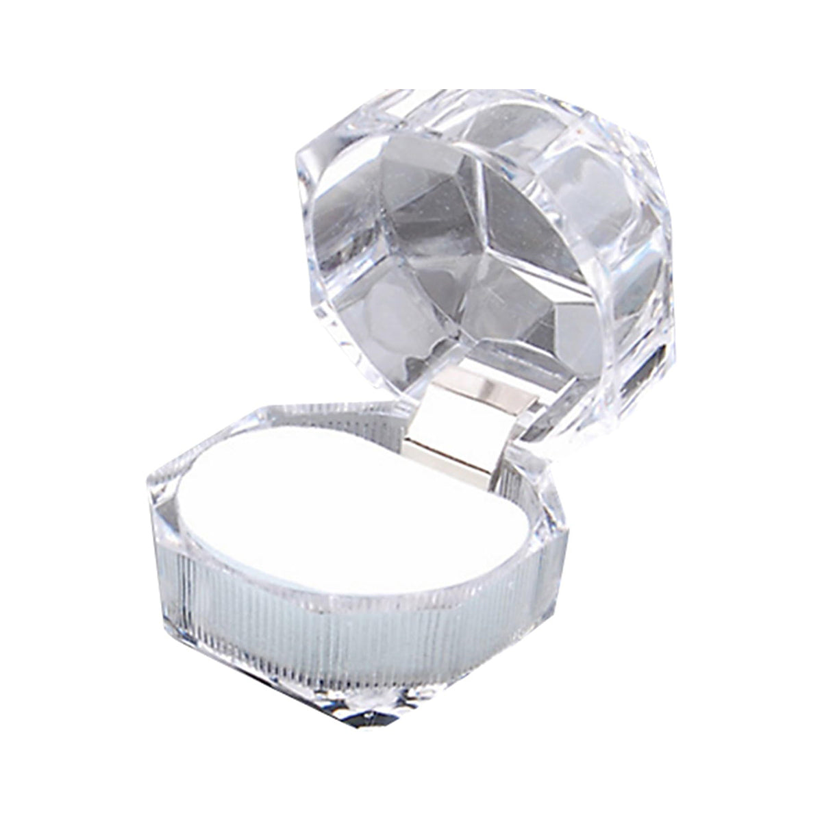 20pcs Acrylic Octagonal Jewelry Ring Earrings Box Transparent Display Cases - White 6