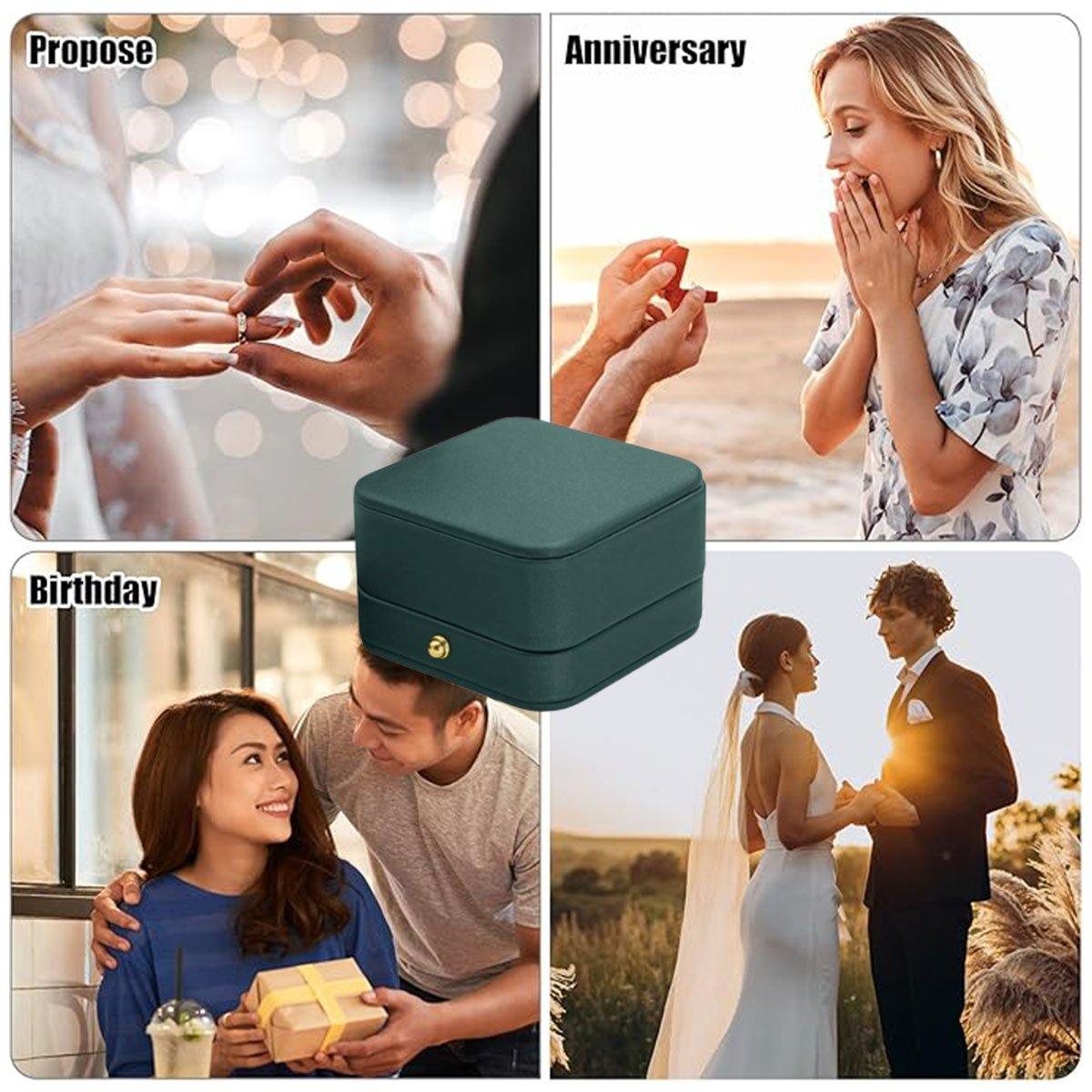 Dark Green Jewelry Box Ring Box Pair Compact Storage Box for Rings Accessories 4
