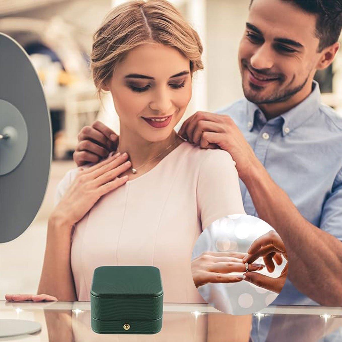 Dark Green Jewelry Box Ring Box Pair Compact Storage Box for Rings Accessories 5