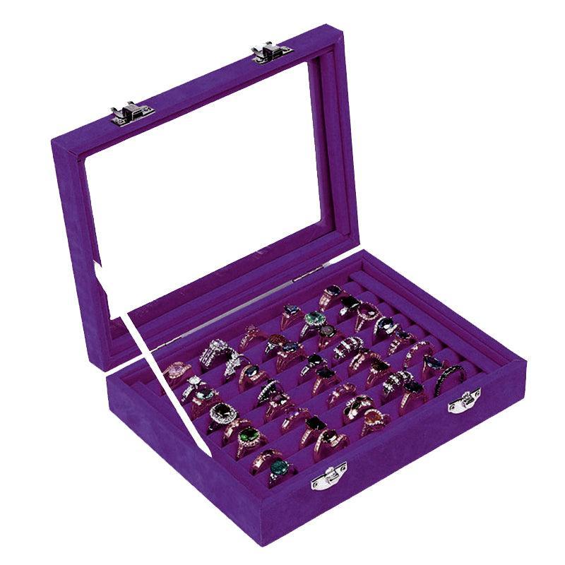 Velvet Ring Earring Jewelry Display Organizer Box Tray Holder Storage Case - Beige 8