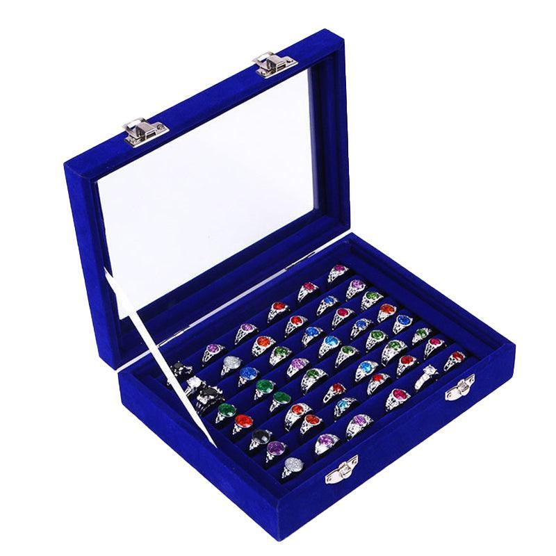 Velvet Ring Earring Jewelry Display Organizer Box Tray Holder Storage Case - Beige 10