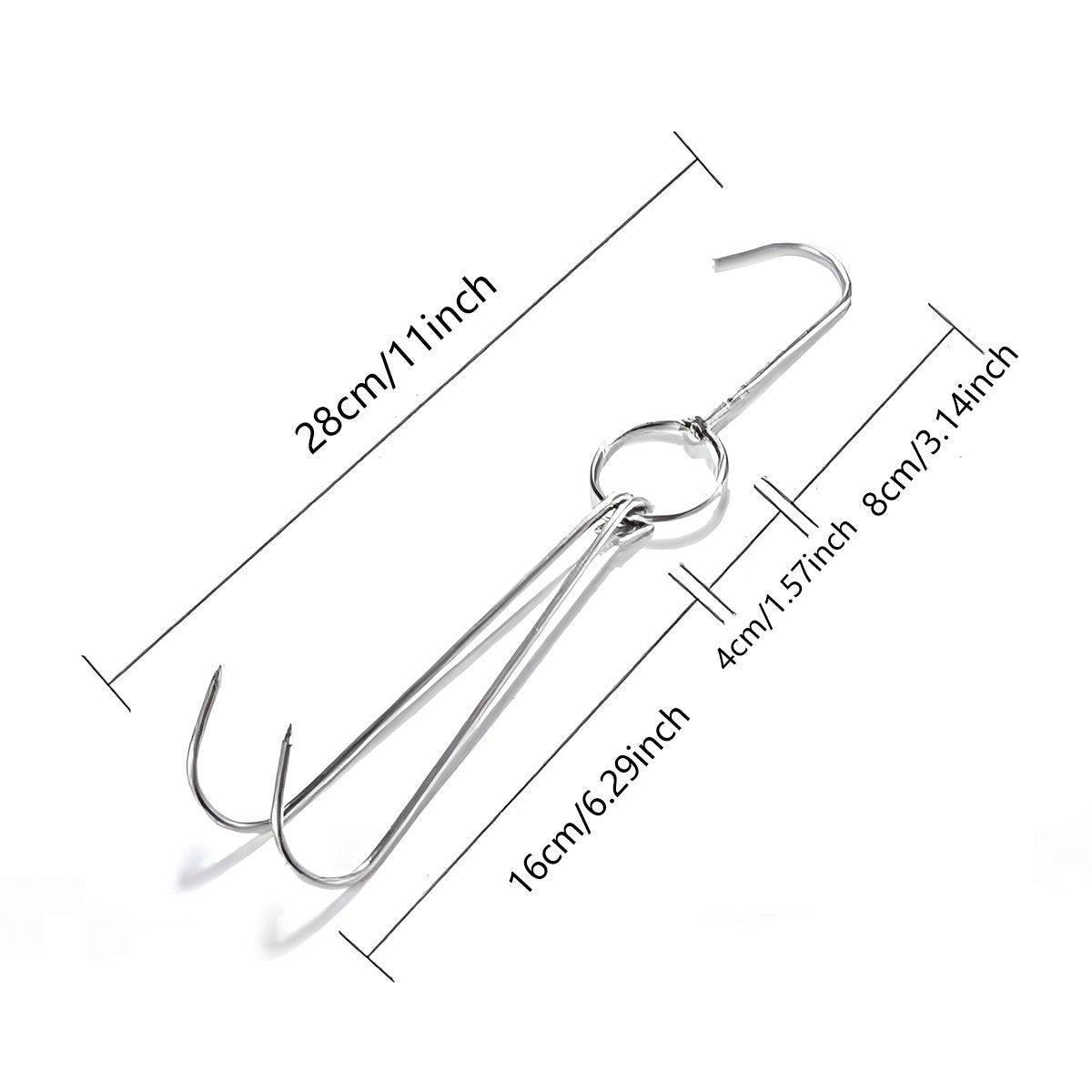 10PCS Stainless Steel Roast Duck Hooks Duty Double Hooks for Chicken Meat Goose 3