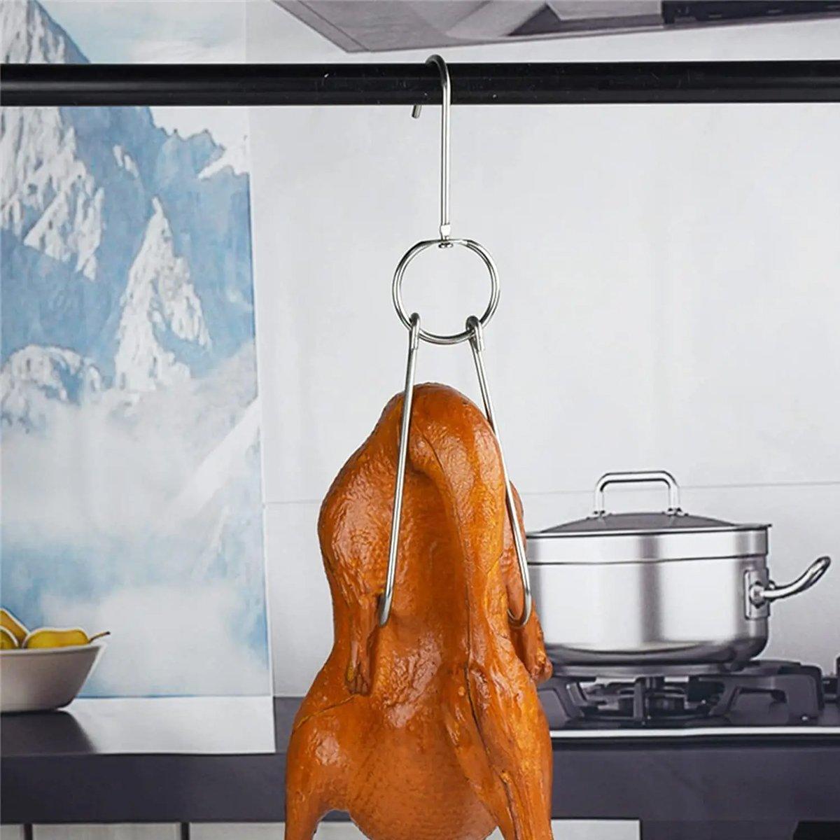 10PCS Stainless Steel Roast Duck Hooks Duty Double Hooks for Chicken Meat Goose 5