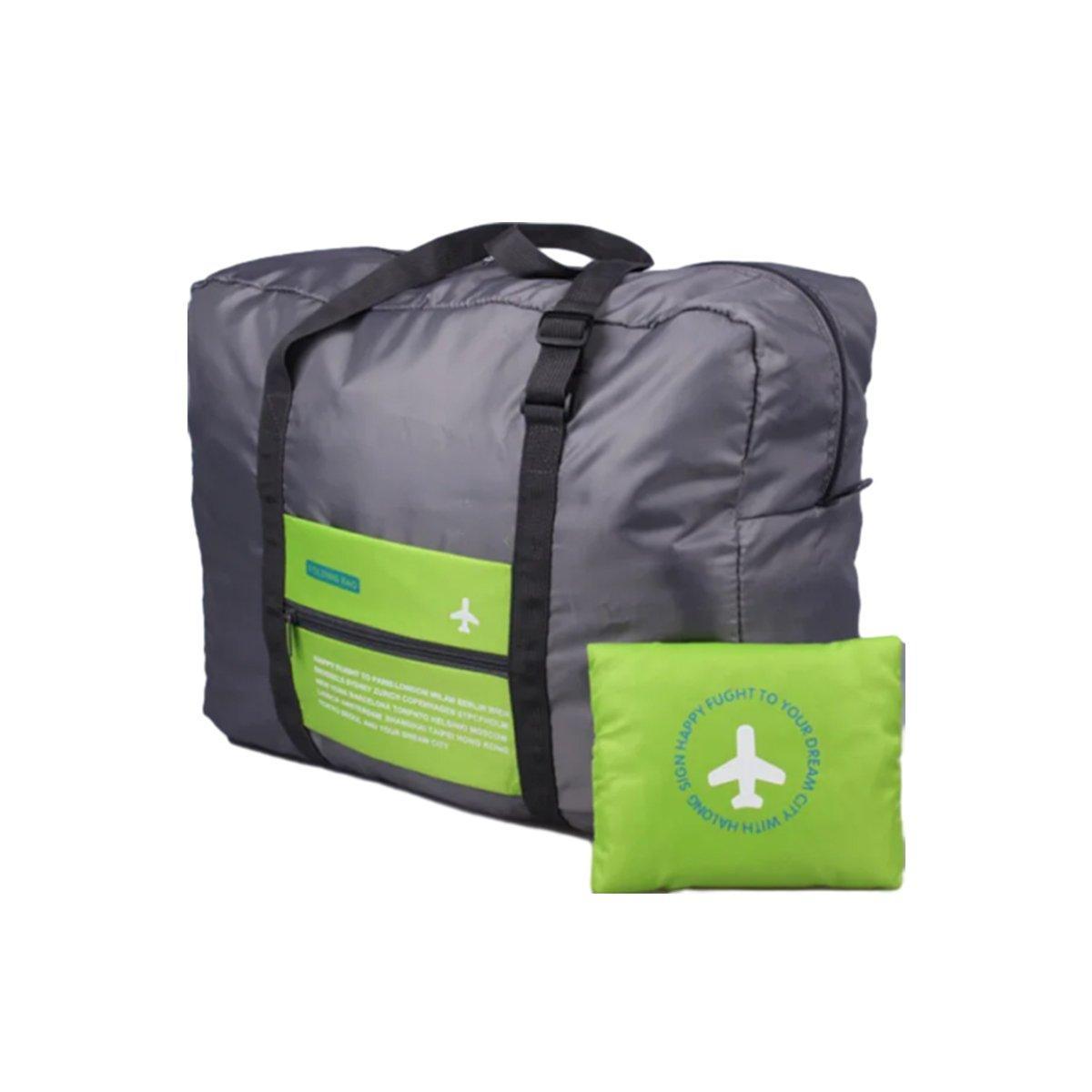 Nylon Waterproof Collapsible Travel Bag Large Suitcase Clothing Organizer - Green 7