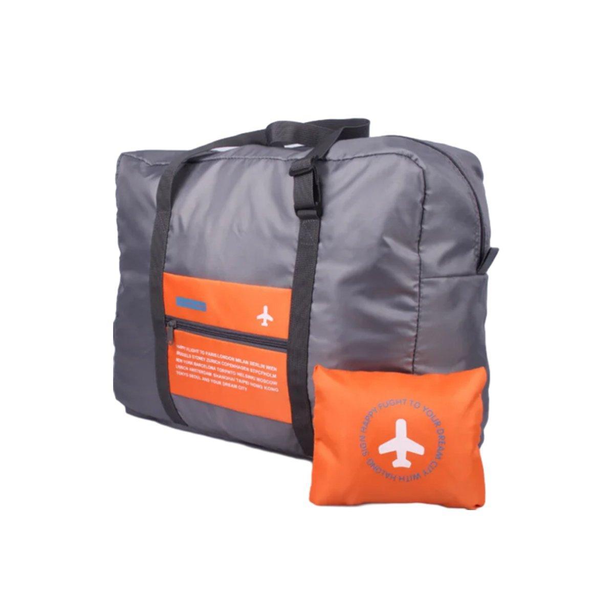 Nylon Waterproof Collapsible Travel Bag Large Suitcase Clothing Organizer - Orange 9