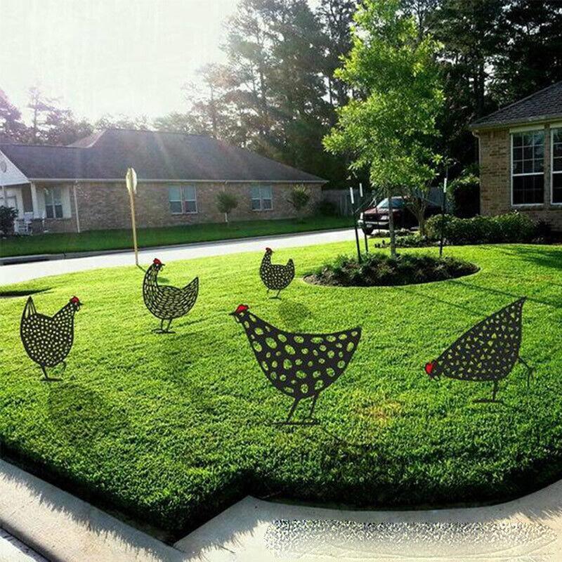 Garden Ornaments Chicken Yard Art Garden Backyard Lawn Decor Gift Easter Deco - A 4
