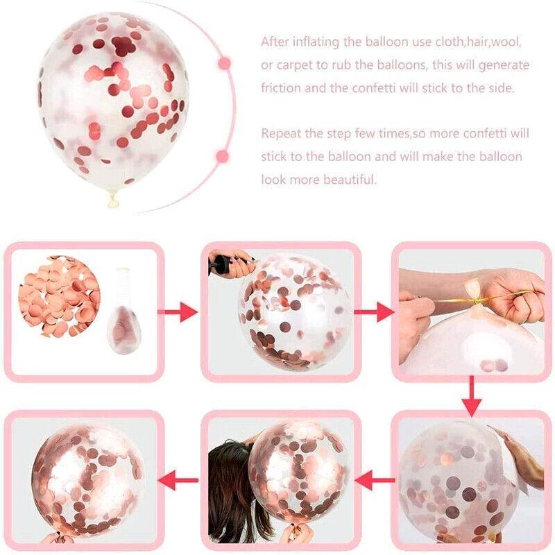 Rose Gold Birthday Balloon Party Decoration Set with Confetti Latex Foil Curtain 5