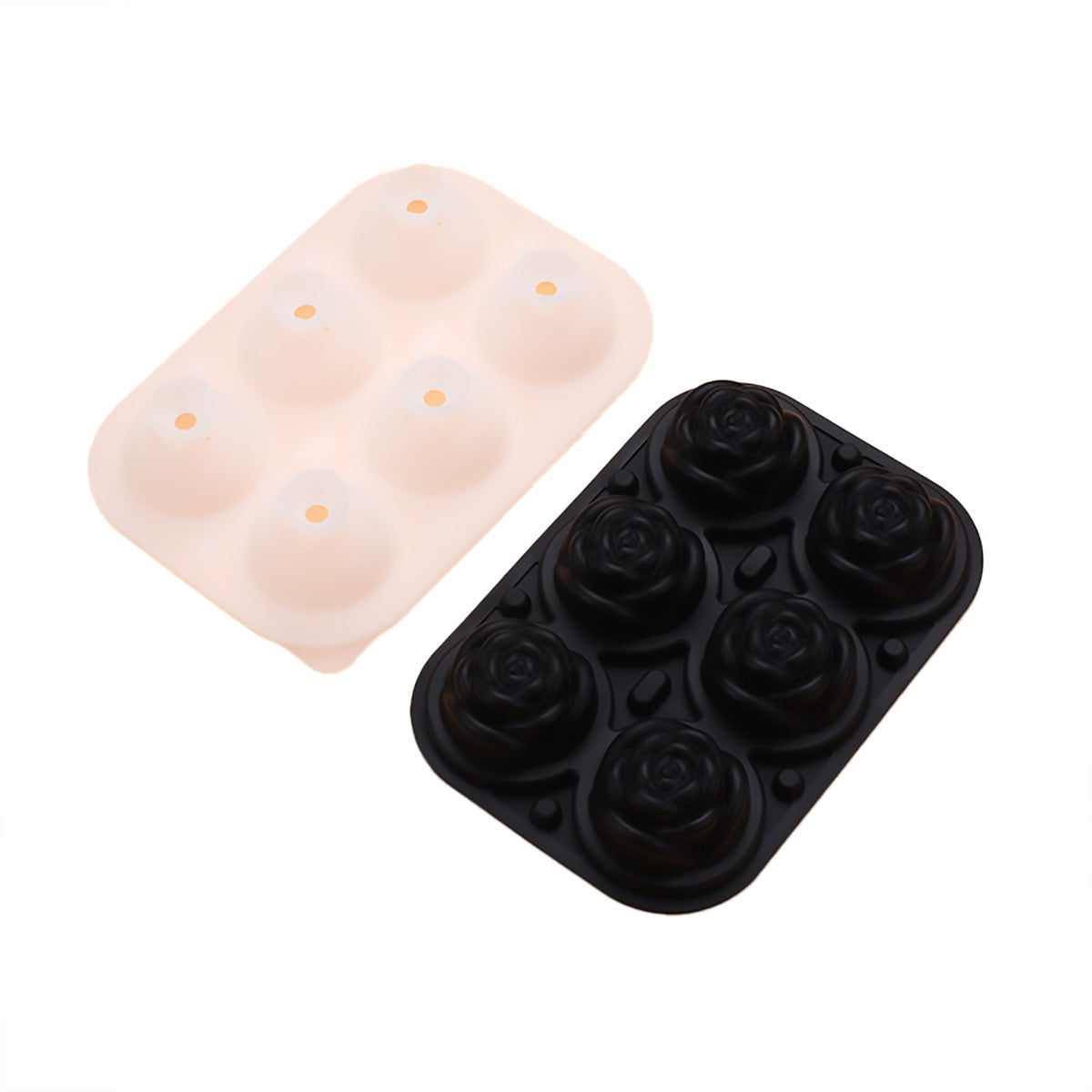 Large Ice Cube Tray Rose Maker Silicone Mold Whiskey Chocolate Jelly Mould DIY - Black 6