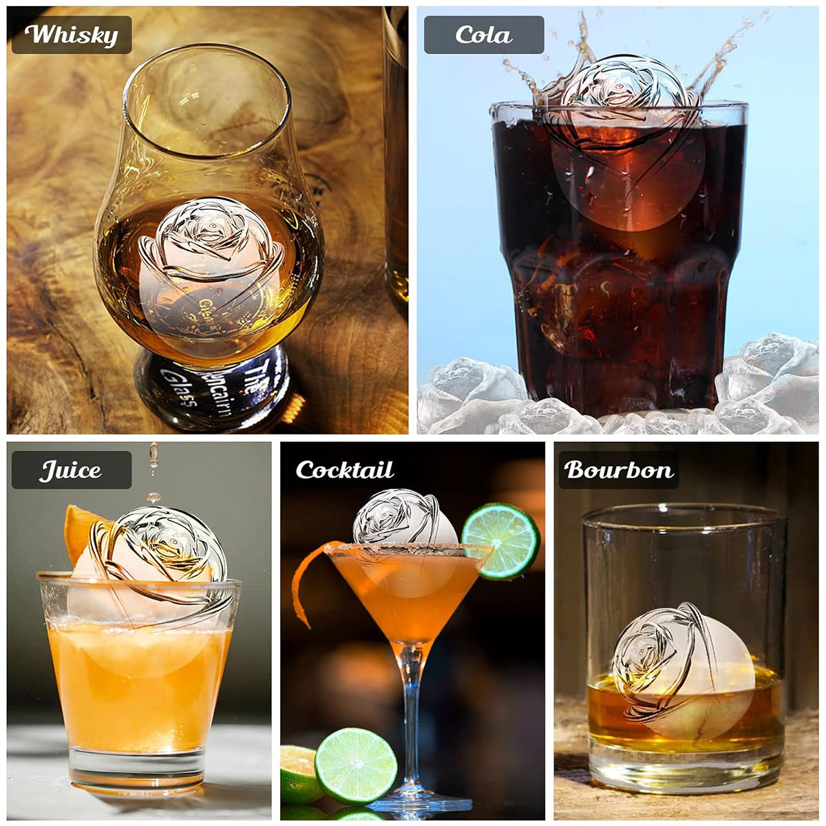 Large Ice Cube Tray Rose Maker Silicone Mold Whiskey Chocolate Jelly Mould DIY - Purple 4