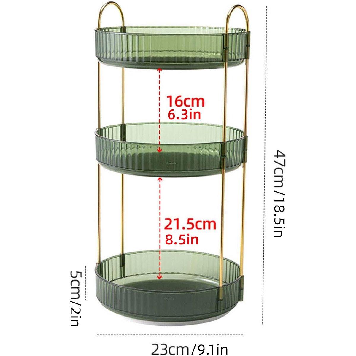 Rotating Cosmetic Organiser Home Storage Shelf Box for Makeup and Beauty Product - Green 3