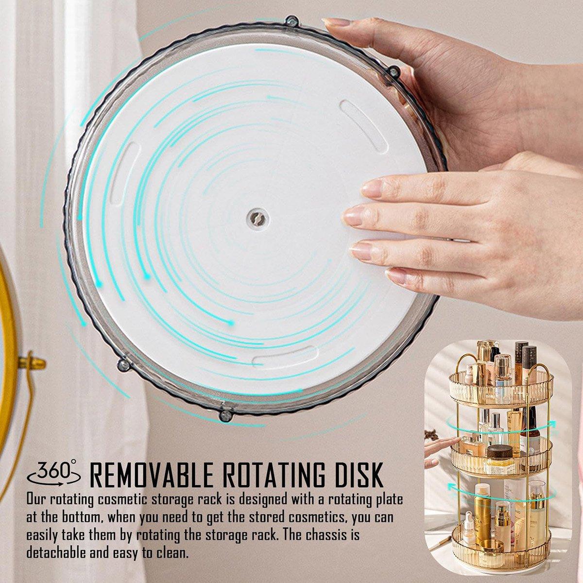 Rotating Cosmetic Organiser Home Storage Shelf Box for Makeup and Beauty Product - White 5