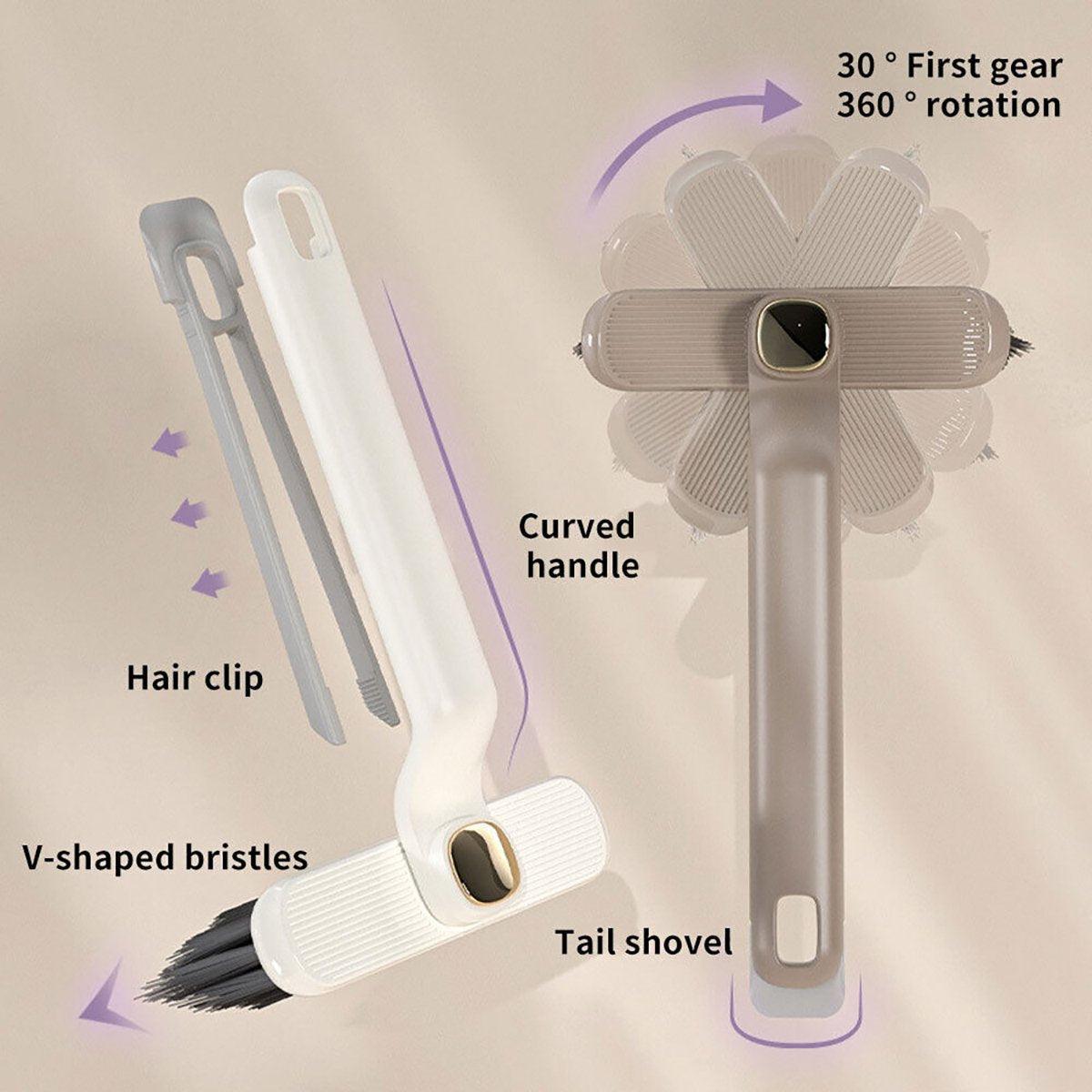 Multi-Functional Rotary Cleaning Brush Hard Bristle Slot Seam Wall Tile Brush - Coffee 4