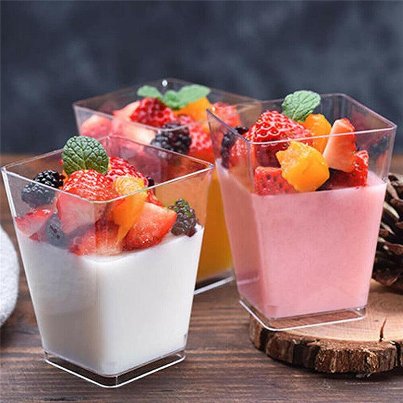 40-50 Pcs Mousse Cake Dessert Cups Clear Plastic Sample Drink Wine Jelly Tumbler - 40PCS-Round-60*80MM 3