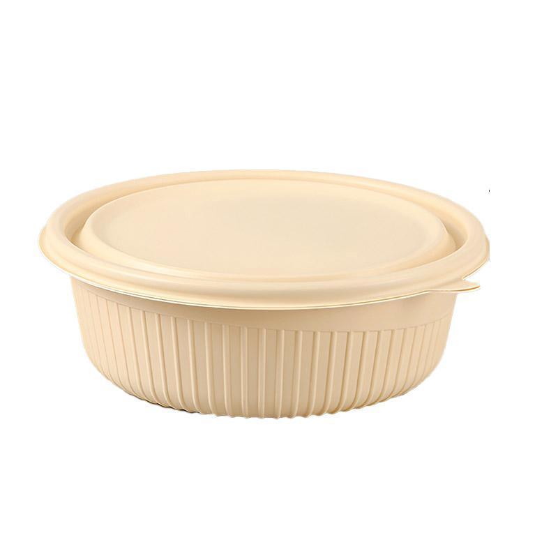 50PCS Biodegradable Corn Starch Lunch Box Round Takeout Containers Eco Friendly - 800ml 10