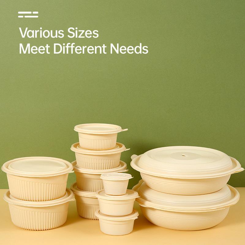 50PCS Biodegradable Corn Starch Lunch Box Round Takeout Containers Eco Friendly - 900ml 3