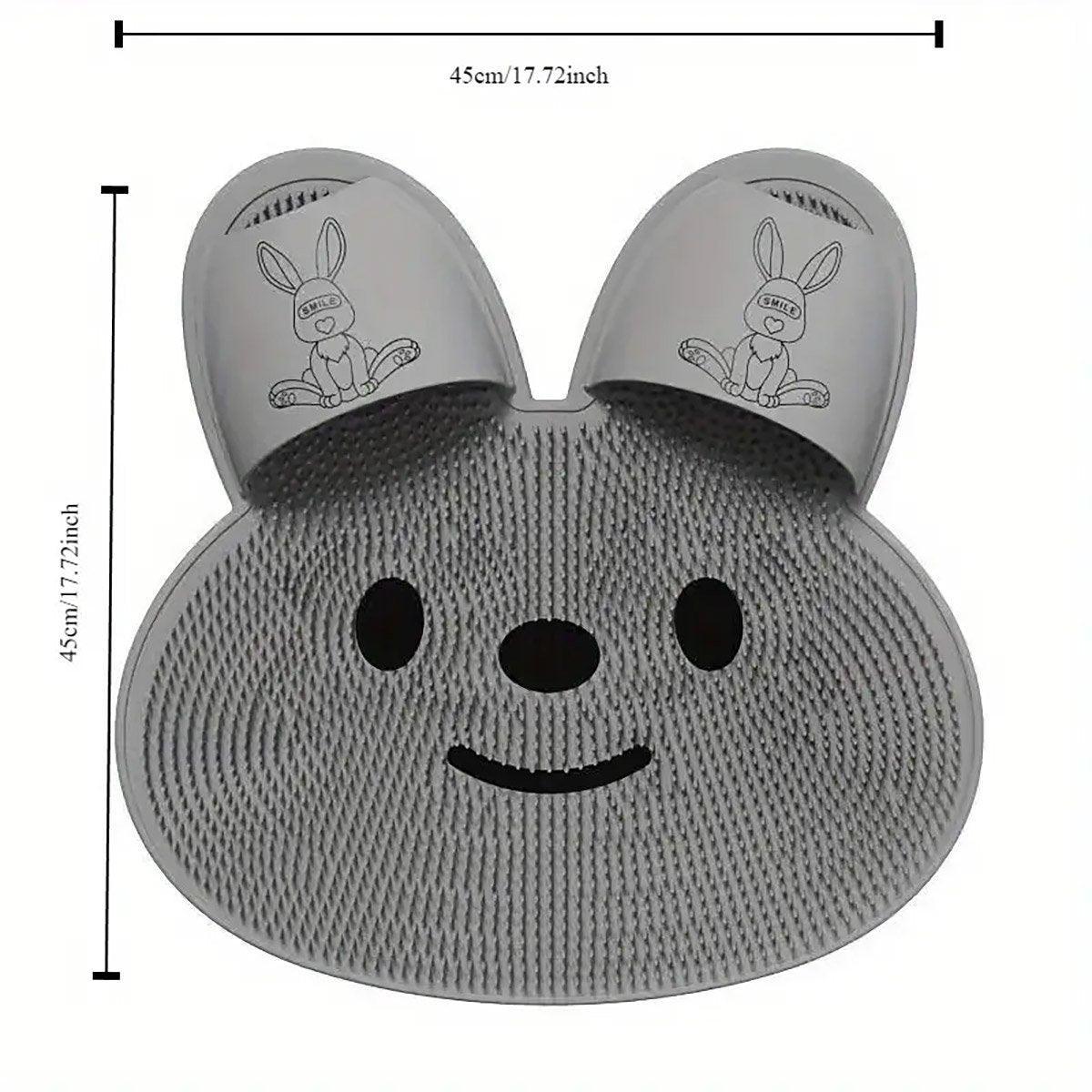 Silicone Foot Scrubber Rabbit Tub Mat Suction Cup Exfoliating Brush Cleaning Mat - Grey 3