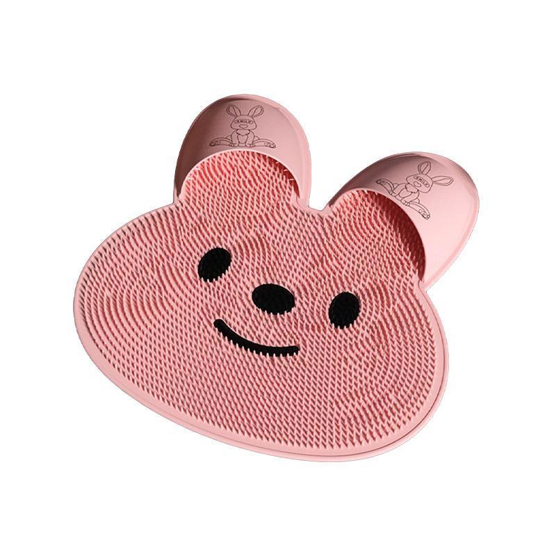 Silicone Foot Scrubber Rabbit Tub Mat Suction Cup Exfoliating Brush Cleaning Mat - White 7