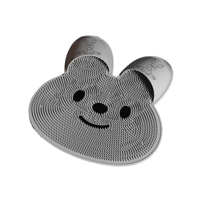 Silicone Foot Scrubber Rabbit Tub Mat Suction Cup Exfoliating Brush Cleaning Mat - White 9