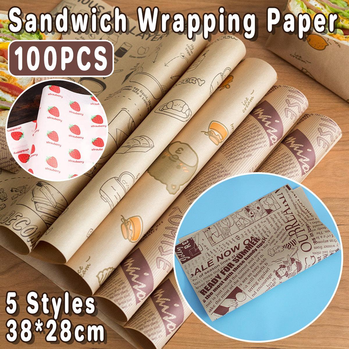 100pcs Sandwich Wrappers Oil Blotting Coated Paper Air Fryer Baking Parchment - Pink Strawberry