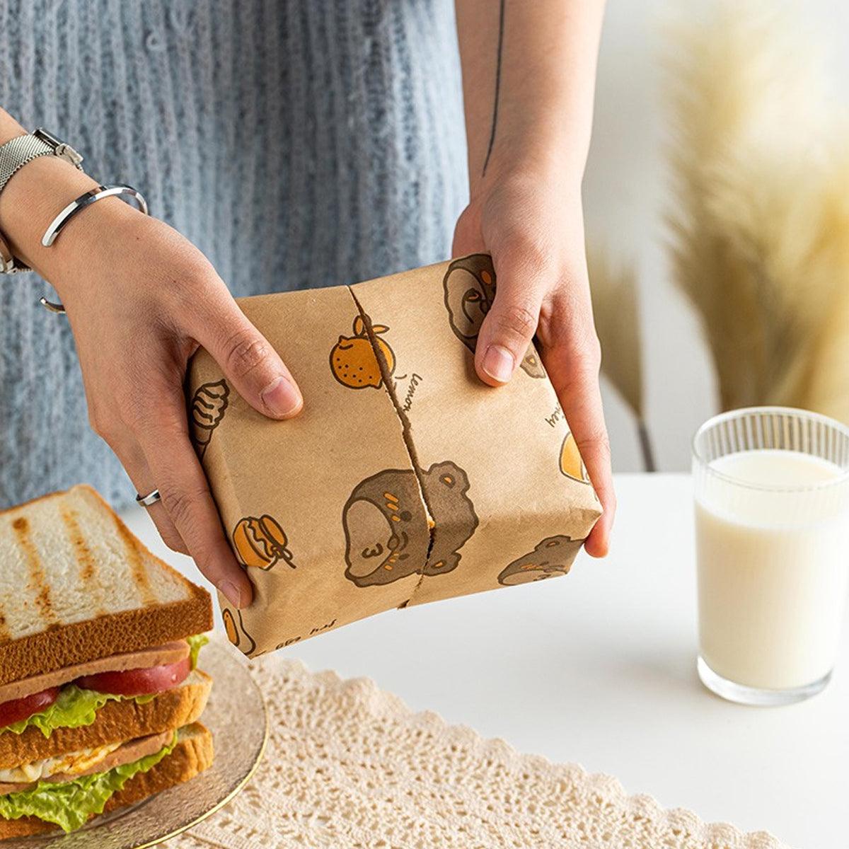 100pcs Sandwich Wrappers Oil Blotting Coated Paper Air Fryer Baking Parchment - Lemon Bear 5