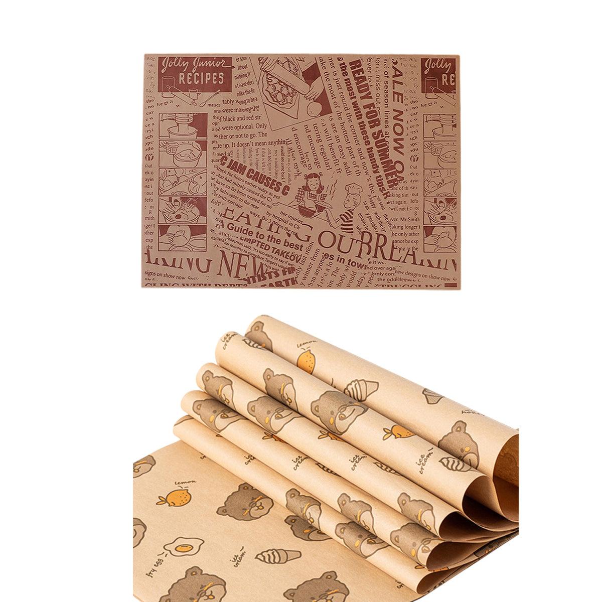 100pcs Sandwich Wrappers Oil Blotting Coated Paper Air Fryer Baking Parchment - Lemon Bear 8