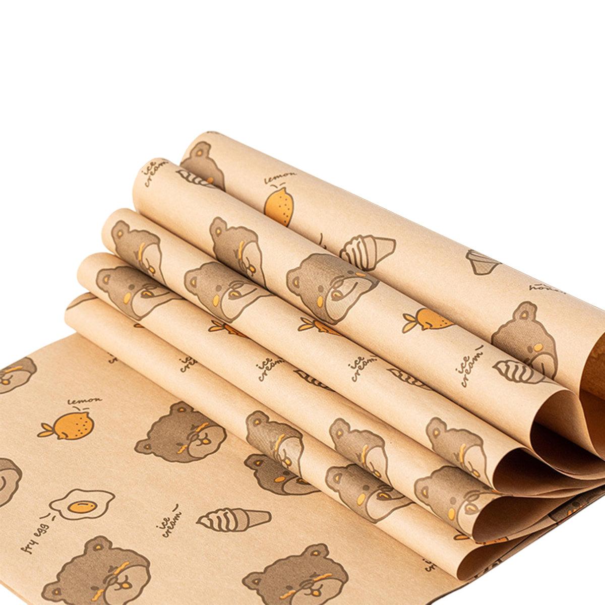 100pcs Sandwich Wrappers Oil Blotting Coated Paper Air Fryer Baking Parchment - Lemon Bear 9
