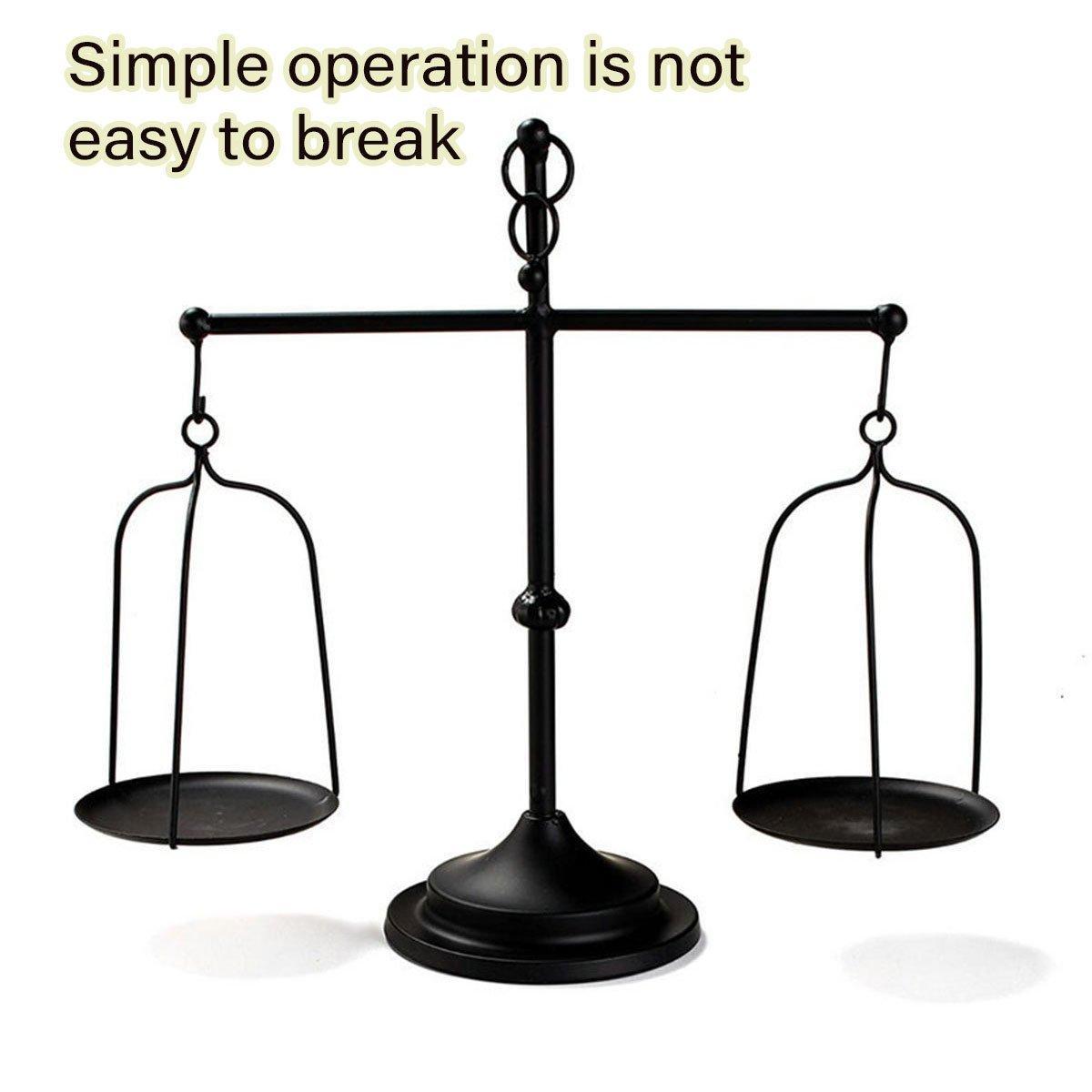 Black iron balance Scale candlestick decorative candle wedding Home Decor Gifts 4