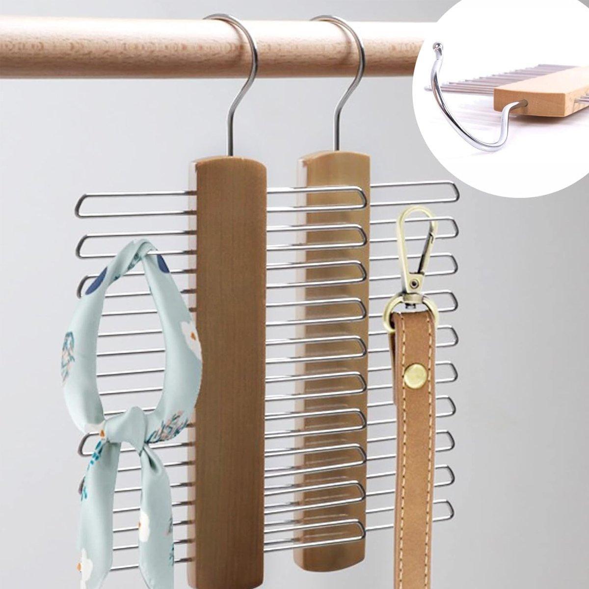 2PCS Double Hook Silk Scarf Towel Rack Organizer Tie Hanger Closet Storage 5