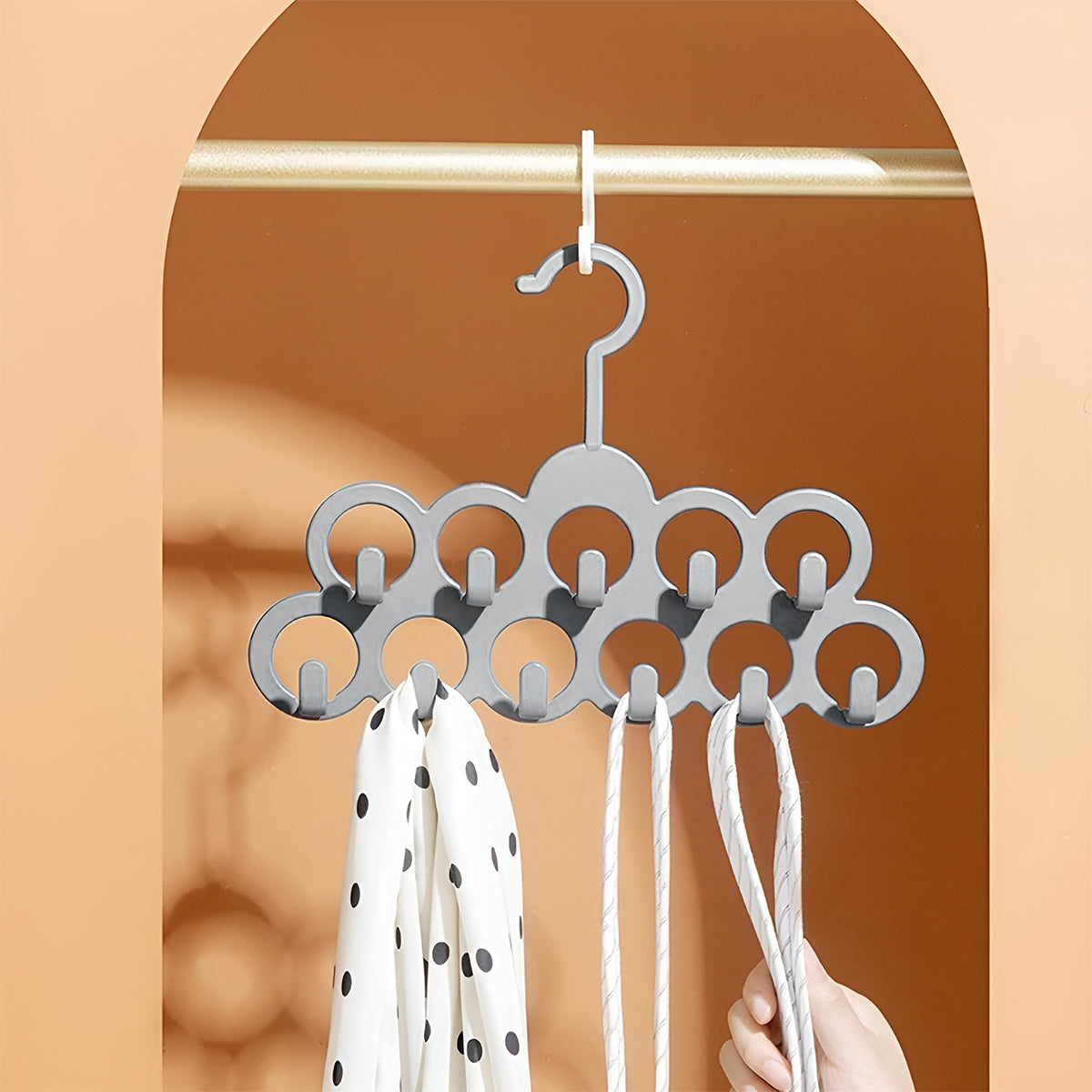 5PCS Non-slip Flocked 11-Hole Hanger for Towels Scarves Ties Drying Storage Rack 5