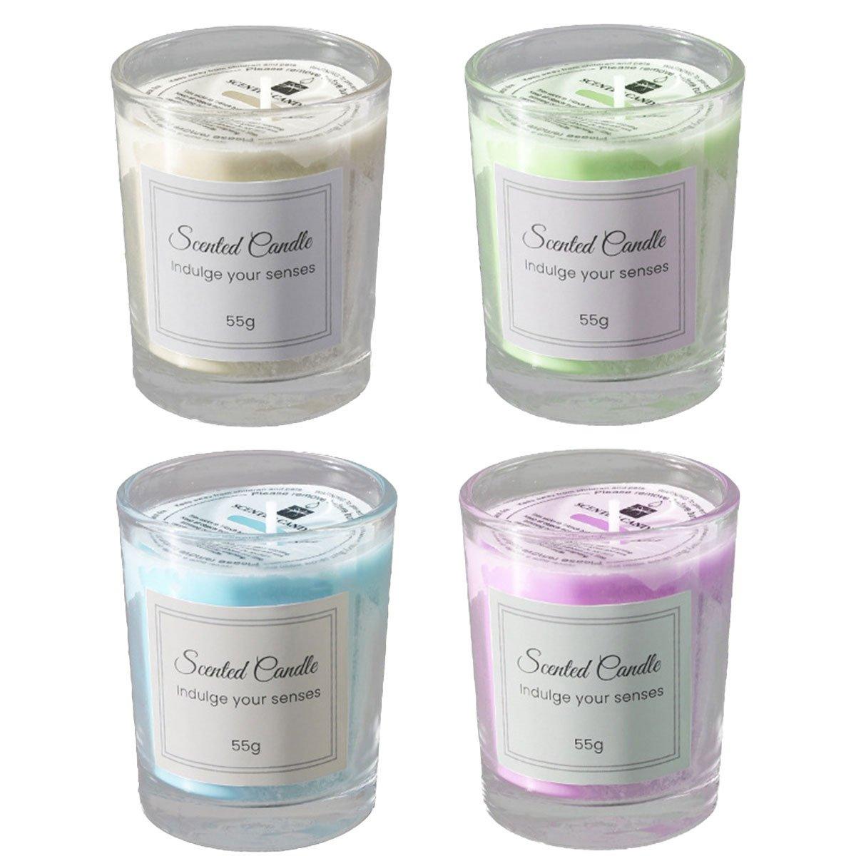 4Pcs Aroma Candles Smokeless Glass Scented Candles Gift Set for Relaxation