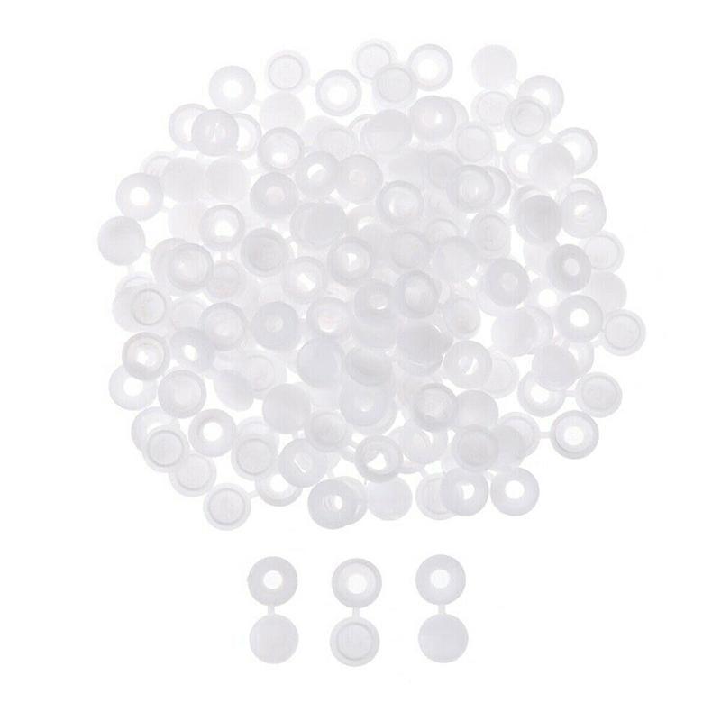 100/200X Plastic Screw Cover Caps Holes Cams Furniture Kitchen Button Nuts Bolts - Brown 6