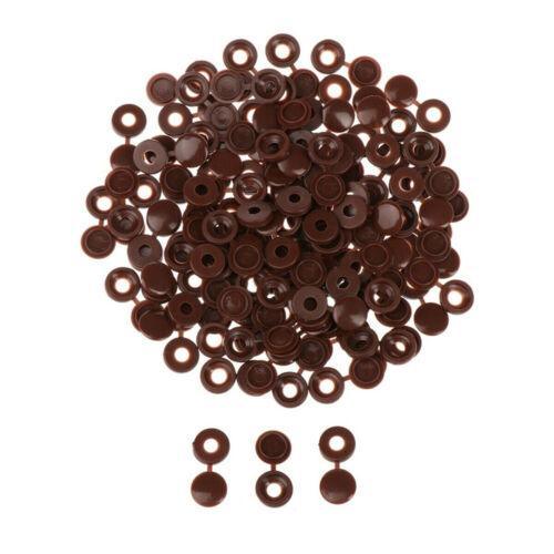 100/200X Plastic Screw Cover Caps Holes Cams Furniture Kitchen Button Nuts Bolts - Brown 8