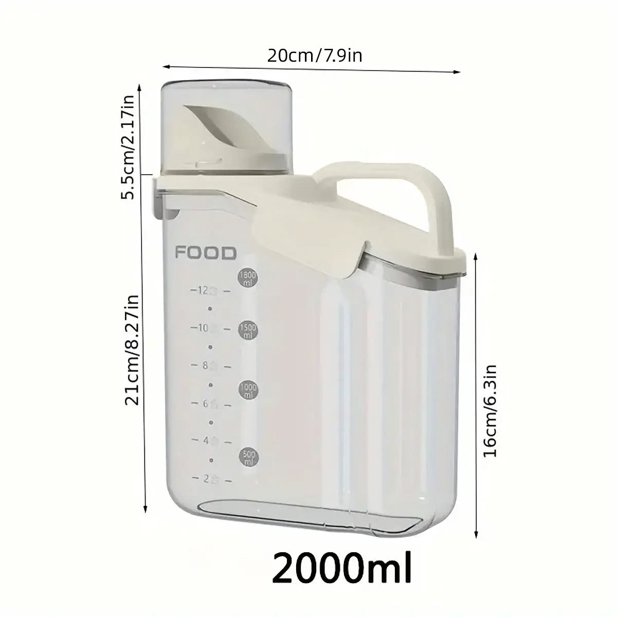 2Sizes Portable Transparent Grain Storage Jar Cat Food Rice Snack Tea Container - 2000ML 3