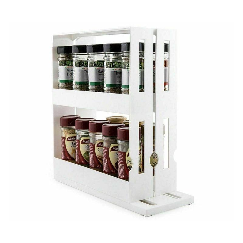 Slide Cabinet Organiser Rack Storage Pantry Kitchen Shelf Spice Jars Can Holder 4
