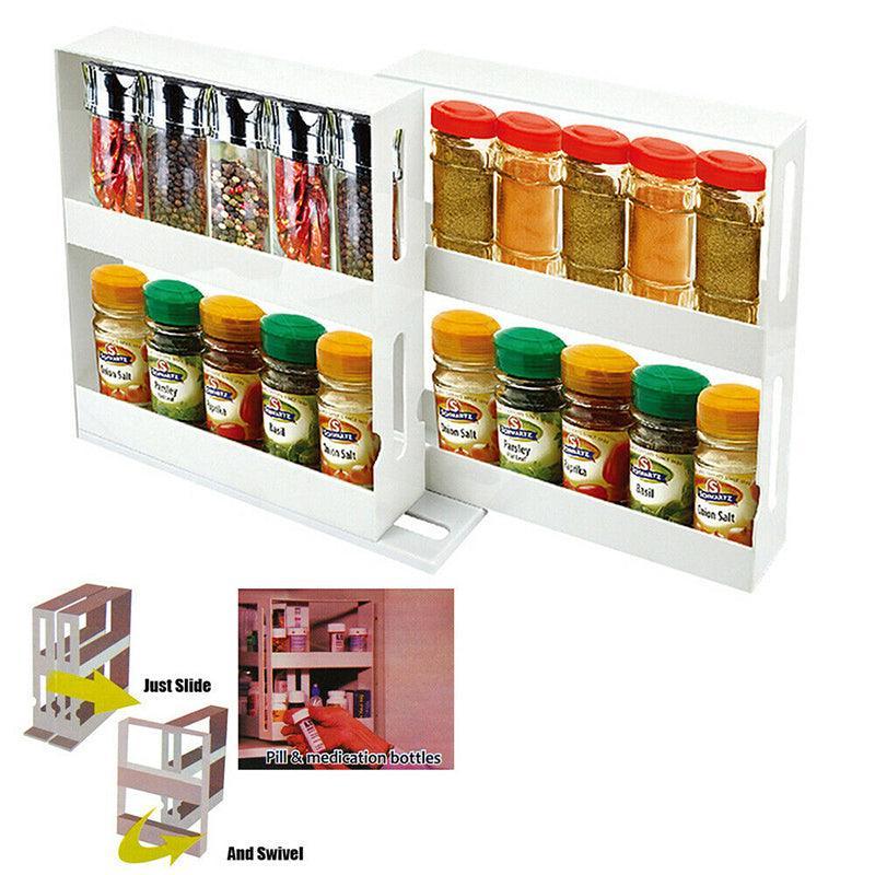 Slide Cabinet Organiser Rack Storage Pantry Kitchen Shelf Spice Jars Can Holder 5