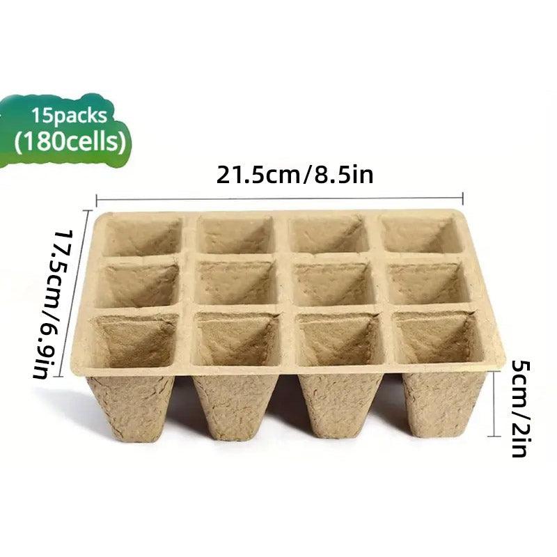 15pcs Pulp Seedling Cups 12 Compartments Nursery Incubators Plant Grow Trays 3