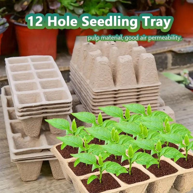 15pcs Pulp Seedling Cups 12 Compartments Nursery Incubators Plant Grow Trays 5